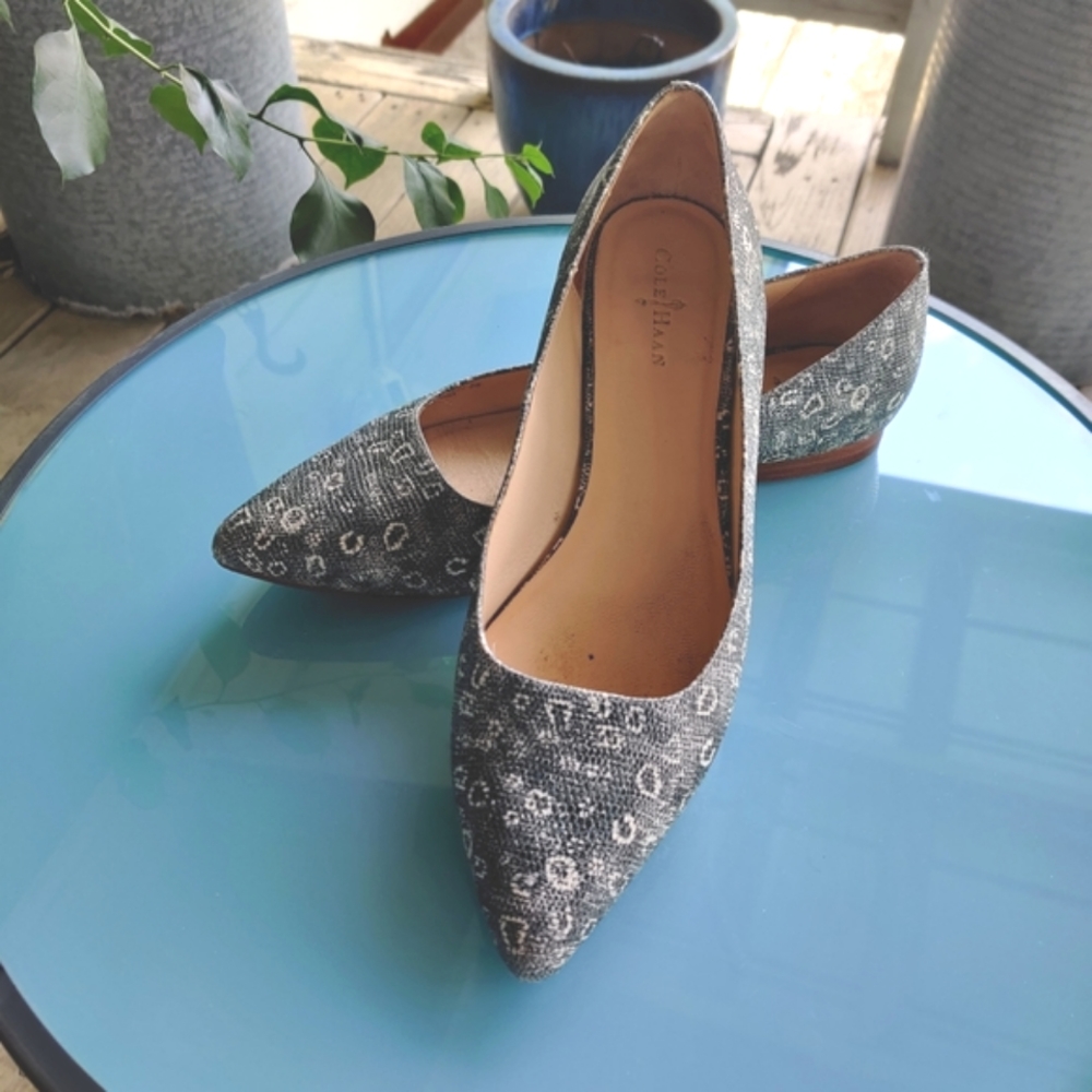Cole Haan Lizard Embossed Leather Flats